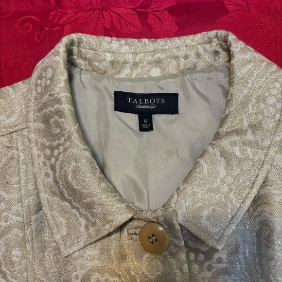 Talbots Metallic Gold Brocade Jacket, Size 12 - Picture 5 of 12